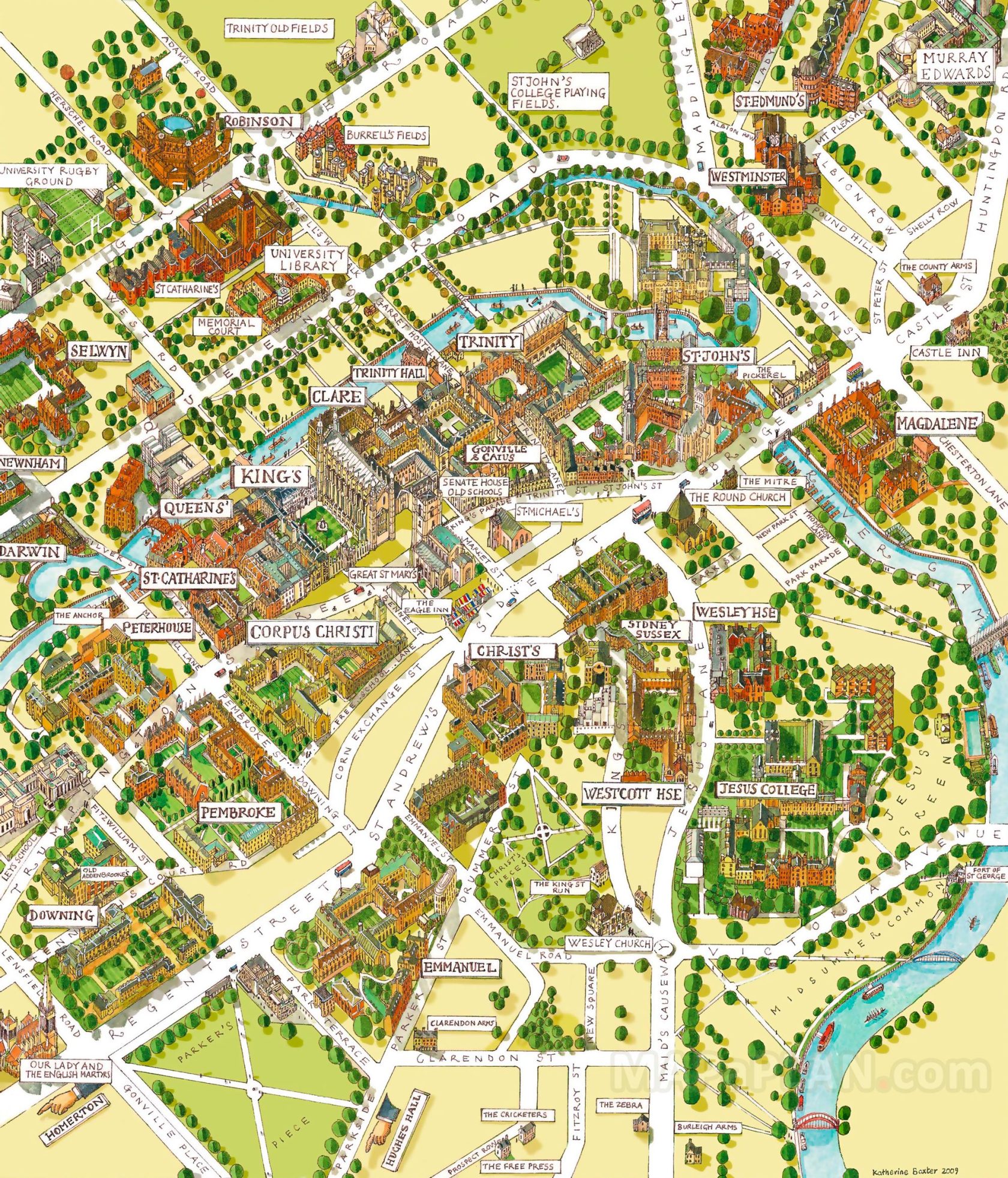 Cambridge top tourist attractions maps